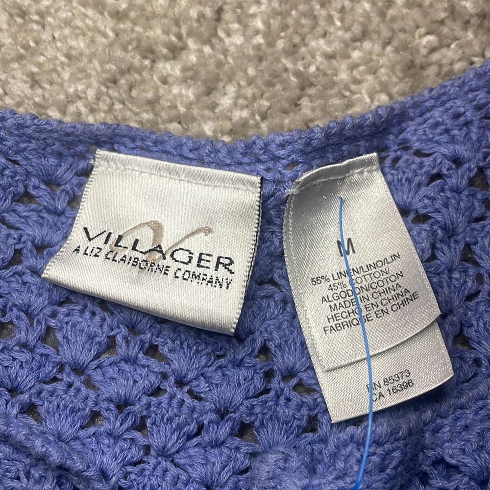 Major sale $24 was $33 Claiborne vintage crochet light blue vest size M - Picture 6 of 8